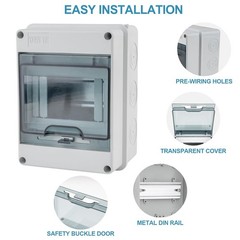 5 Way Circuit Breaker Box, IP65 Distribution Protection Box with Din Rail Abs Pl
