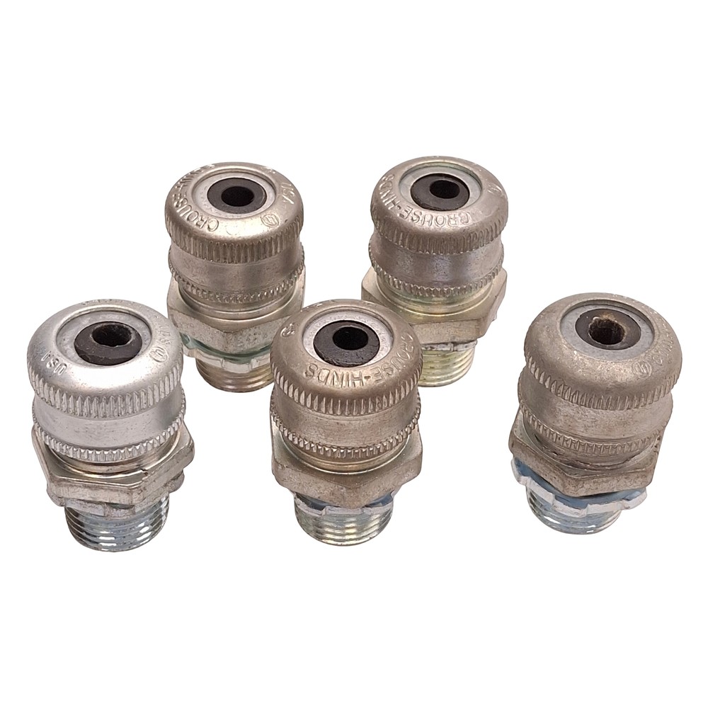 Lot of 5 Crouse-Hinds CGB192 Cable Gland, ø0.125-0.250in Cord, 1/2in NPT