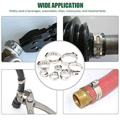81Pcs Single Ear Hose Clamps Set 6-23.5mm Stepless Stainless Steel with Pincer