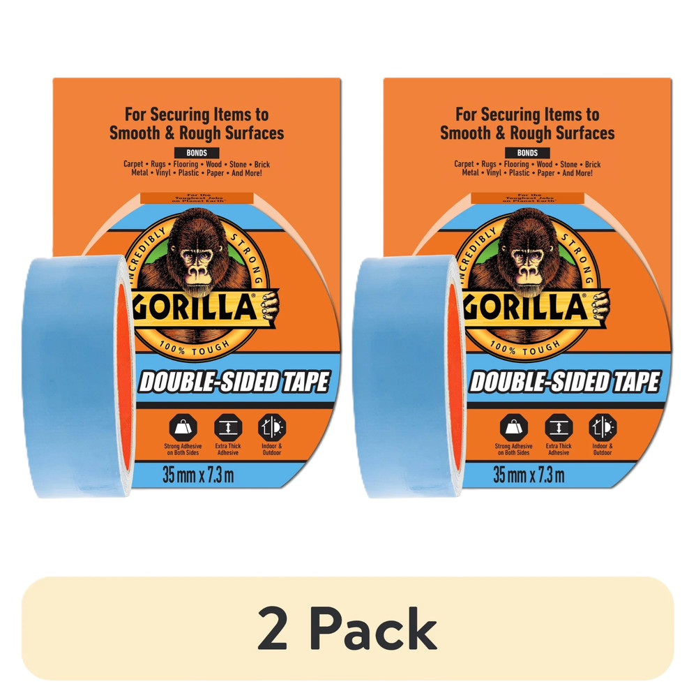 (2 pack) Gorilla Glue Double-Sided Tape, Gray Roll Product Weight 0.386 lb