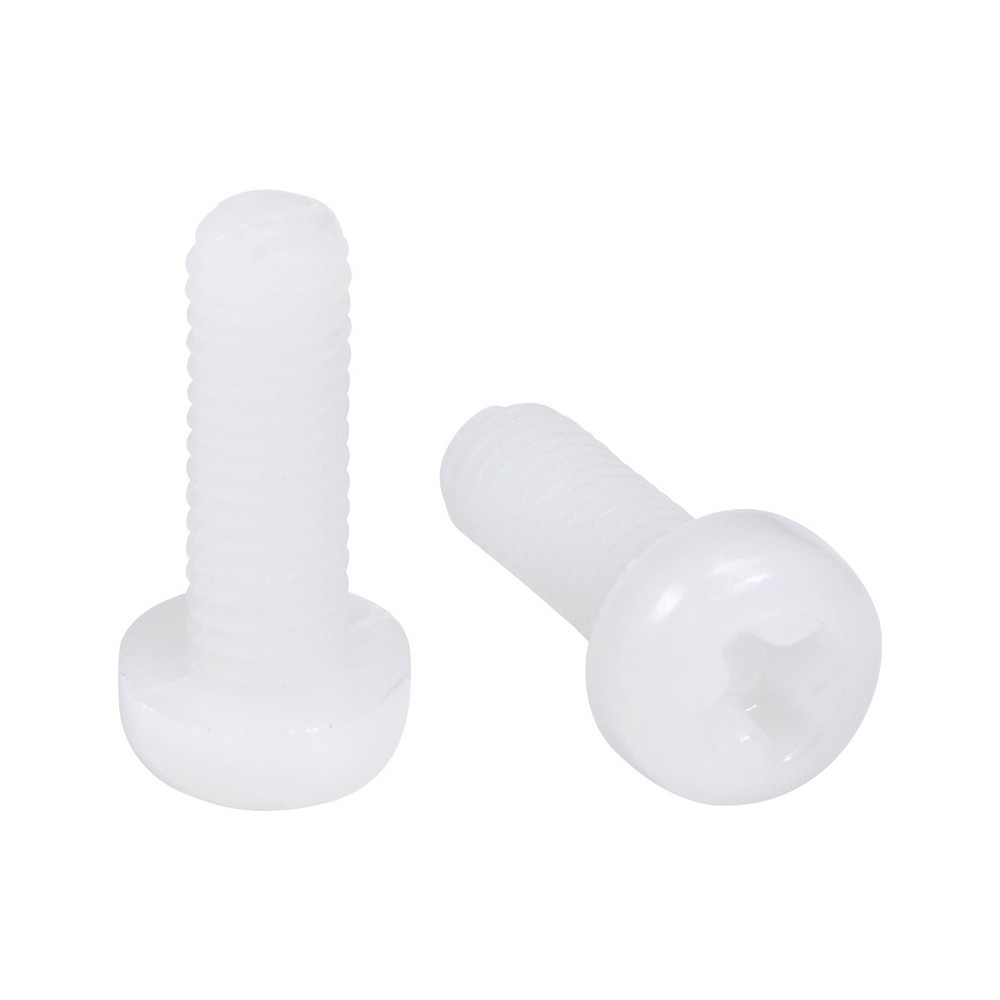 M4x12mm Nylon Phillips Cross Pan Head Machine Screws Bolts White 20Pcs