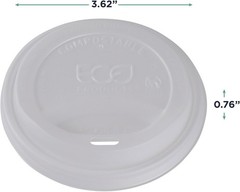 Eco-Products Compostable Coffee Cup Lids Case of 800 White EcoLid Fits 10-20oz