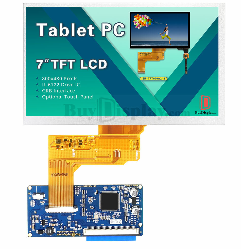 LCD Display 7 inch 800×480 SPI TFT Optional Touch Panel and Arduino Shield