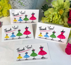 Thank You Business Cards, Ladies’ Fashion Dress Forms, Pink Dress, 50 pcs