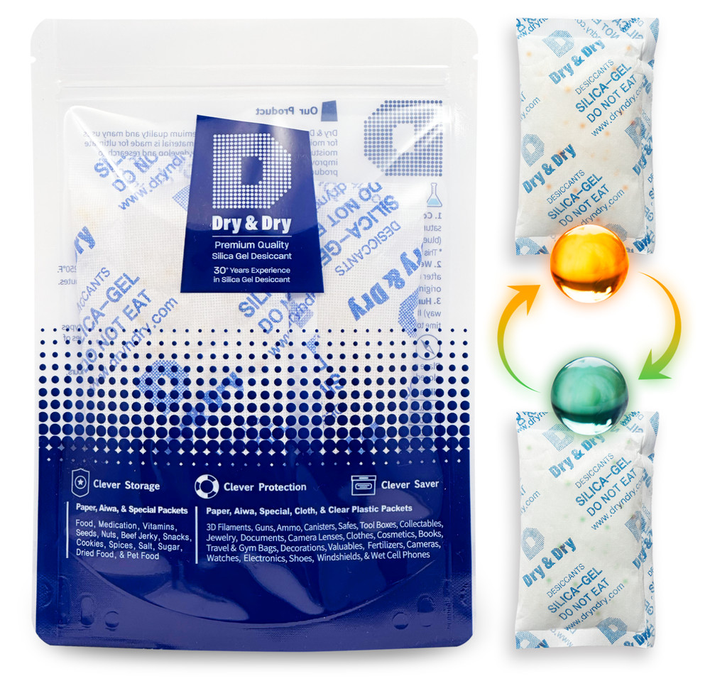 100 gram X 7 PK “Dry & Dry” Food Grade Orange Indicating Silica Gel Packets
