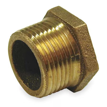 Zoro Select 6Rcx0 Hex Bushing Red Brass Hex Bushing, 1 1/2 In Male Npt X 1 1/4,