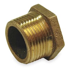 Zoro Select 6Rcx0 Hex Bushing Red Brass Hex Bushing, 1 1/2 In Male Npt X 1 1/4,