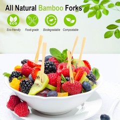 400 Bamboo Appetizer Forks, 3.5 Inch Mini Bamboo Forks for Charcuterie Boards Ac
