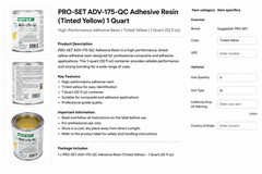 PRO-SET ADV-175-QC Adhesive Resin Part A Tinted Yellow 1 Quart FREE SHIPPING