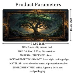 Mystical Green Tree Large Gaming Mouse 31.5L x 15.7W inches, Sky