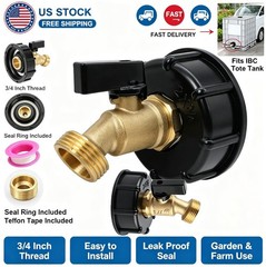 IBC Tote Tank Adapter 2 inches S60x6 Coarse Thread to 3/4″ GHT for Garden Hoses