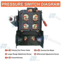 Pressure Switch Valve for Air Compressor 90-125psi Single Port HEAVY DUTY 26Amp