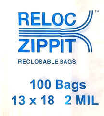 13×18 Bags Reloc Zippit Clear 2 Mil Reclosable Large Jumbo Size 13″x18″ 100 Pc