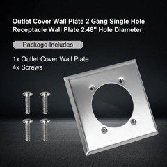2 Gang Single Hole Outlet Cover Wall Plate +4 Screws for HBL9450A 14-50R Hubbell