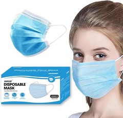 NNPCBT Blue Disposable Face Masks 100 Count (Pack of 1), Adult-100 Pack-blue