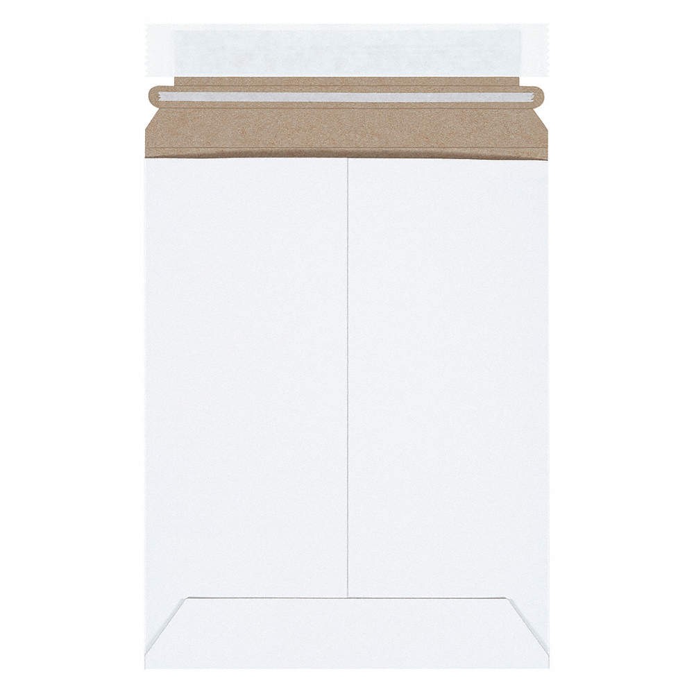 STAYFLATS Mailer Envelopes,Chipboard,White,PK100 56JJ66