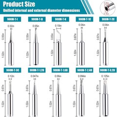 10 Pcs 900M Soldering Iron Tips, Lead Free for HAKKO, Atten, Quick, Aoyue, Yihua