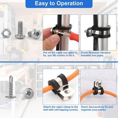 176Pcs Cable Clamps Set with 72Pcs Screws, 8 Sizes Rubber Insulated Pipe Clamp