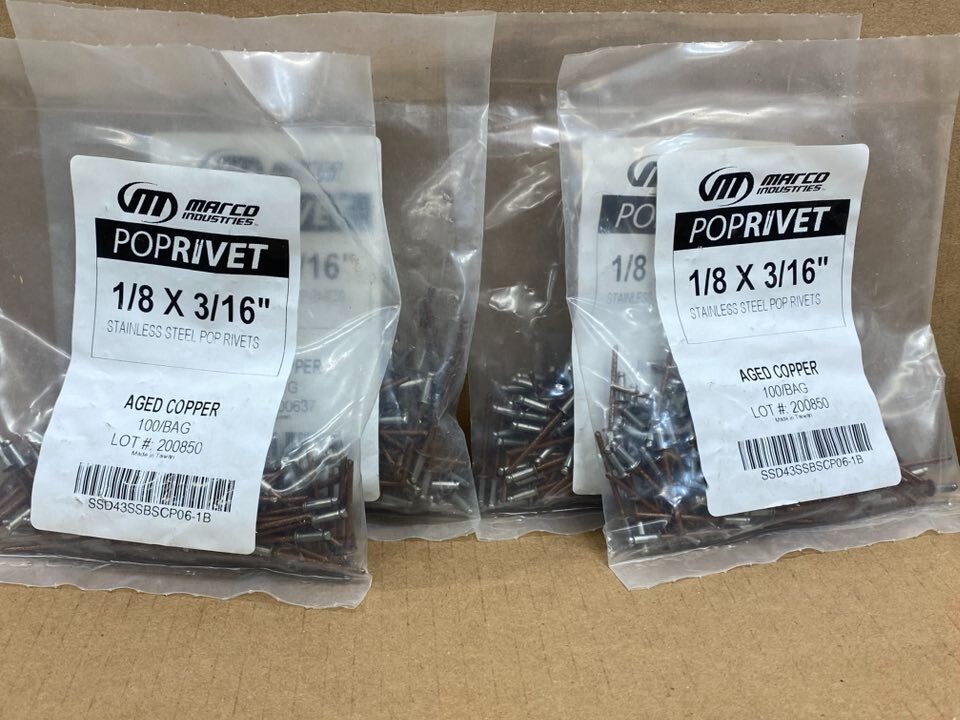 (400) 1/8″ x 3/16″ POP Rivets ALL Stainless Steel color Aged Copper