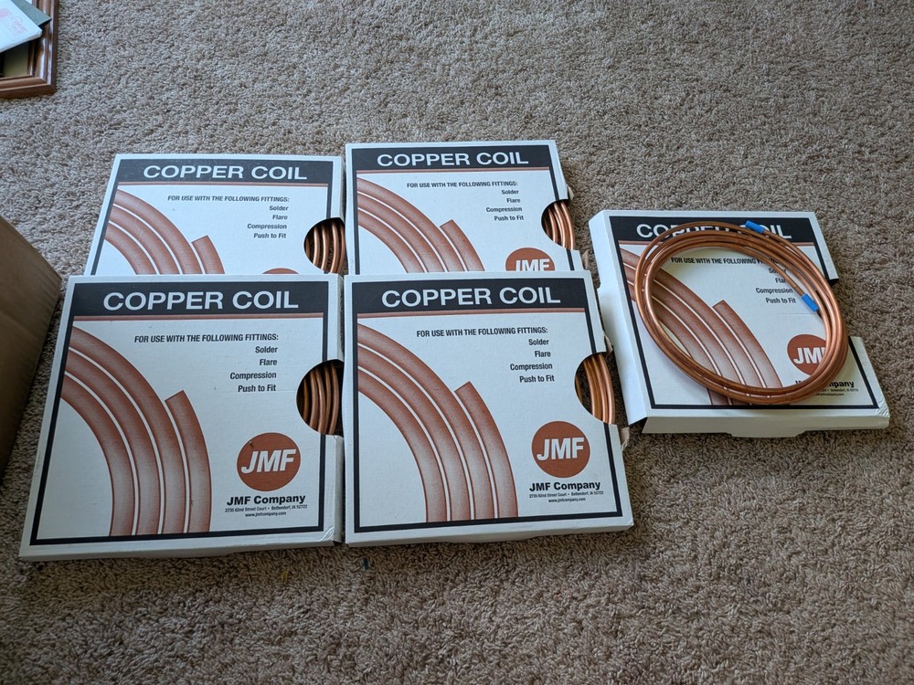 1/4 in. OD X 20 ft Copper Type Utility Coil Tubing 5 packs – 8.5 pounds