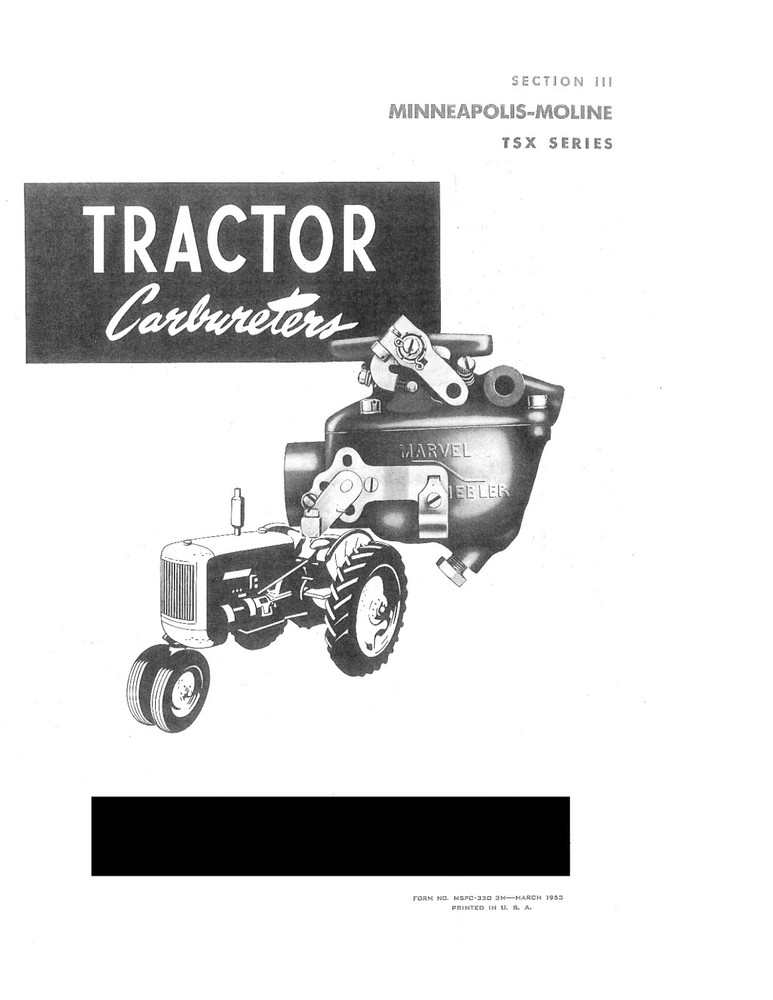 Identification Chart Marvel Schebler Tractor Carburetors Sec. 3 Massey TSX TSV