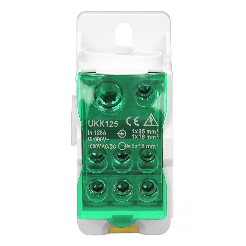 Ukk125 Din Rail Distribution Box Rise Card Slot C45 690V 125A Green Box