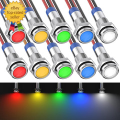10 PCS Led Indicator Light 12V, Metal 12V Led Light, Waterproof Indicator Light,
