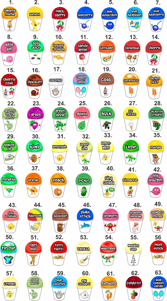 CHOICE OF 10 Flavors ( 4″X 6″each) Shave Shaved Ice Sno Cone Decal Vinyl Sticker