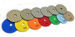 4″ Diamond DRY (73 Piece) Polishing Pad Grit 50 100 200 400 granite marble glass