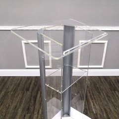 Clear Acrylic Plexiglass Podium Steel Sides Church Pulpit School Lectern Funeral