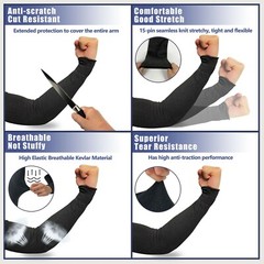 EvridWear Black Arm Protective Sleeves Cut Resistant Sleeves Arm Guards, 1 Pair