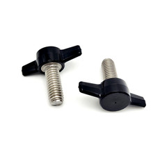 3/8″ x 1″ Thumb Screw T Bolts Black Tee Wing Clamping Knob Stainless Pack of 2