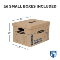 20 Pack Clear Moving Boxes Small with Lift Off Lid and Reinforced Handles