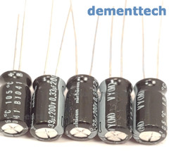 5x Nichicon VY 0.33uF 200V 105C radial electrolytic Capacitors (63V 100V 160V)