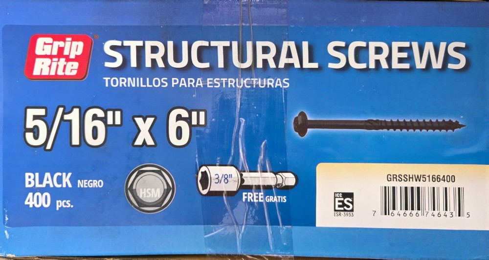 Grip-Rite Grip Rite Structural Screws Black – 5/16″ x 6″ – 400 COUNT