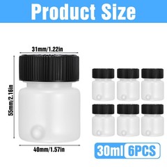 6 Pack 1 Oz Paint Touch up Bottles with Lid and Applicator Brush, Small Empty…