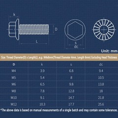 M4 M5 M6 M8-M12 Flanged Hexagon Head Bolts Flange Hex Screws A2 Stainless Steel