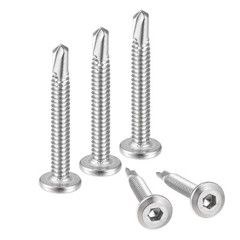 50pcs #10 x 1-1/2″ 410 Stainless Steel Flat Head Hex Socket Self Drilling Screw