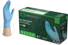 Blue Nitrile Disposable Industrial-Grade Gloves, 3 Mil, Latex & Powder-Free, Foo