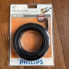 Phillips RG6 12 ft Quad Shield Coaxial Cable New In Package