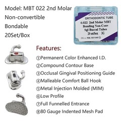 80pcs Dental Orthodontic Buccal Tubes 1st 2nd Molar Roth MBT 022 3G ortodoncia