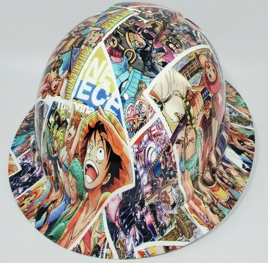 New Full Brim Hard Hat Custom Hydro Dipped ANIME STICKER BOMB. Free Shipping