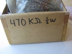 NOS Vintage Sealed Bag of 100 pcs Carbon Composition Resistors 1/2 W 470K Ohm 5%