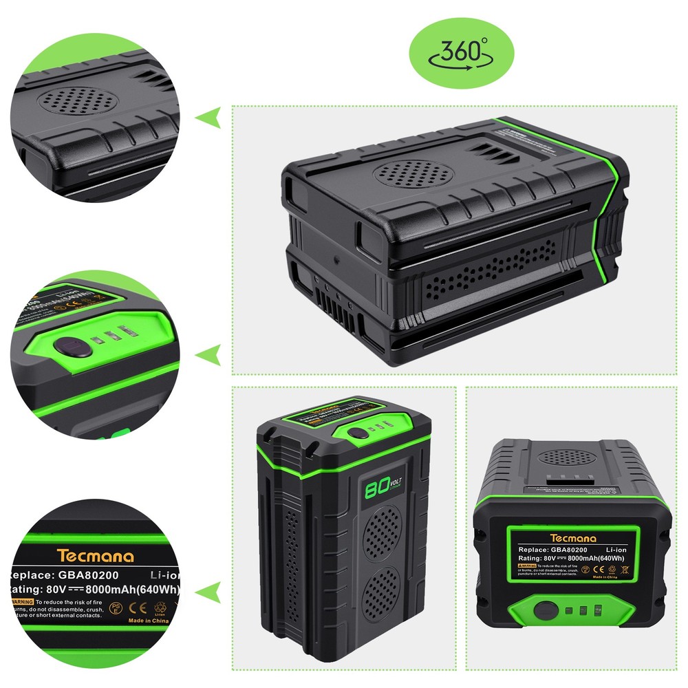 8.0AH Li-ion Battery for Greenworks 80V GBA80200/Pro 80 GBA80400 GBA80500 G80B4