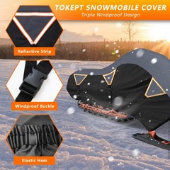 Tokept Snowmobile Cover, 300D Waterproof Oxford Fabric Sled Ski Cover, with Tria