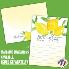 Koko Paper Co Lemon Thank You Cards | 25 Flat small, Yellow, Green, White