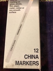 NEW HANSON Phano WHITE China Marker Peel Off Box of 12 Markers NIB Blanc pencils