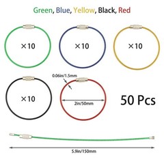 50 Pcs 5.9 Steel Wire Keychain Colored Nylon Coated Stainless Steel Metal Wire