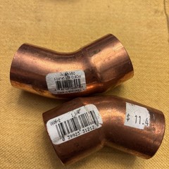 ONE 1-1/4 Inch Fitting x 1-1/4 Inch Copper 45 Degree Street Elbow