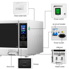22L Class B Dental Medical Autoclave Vacuum Steam Sterilizer Bulit in Printer